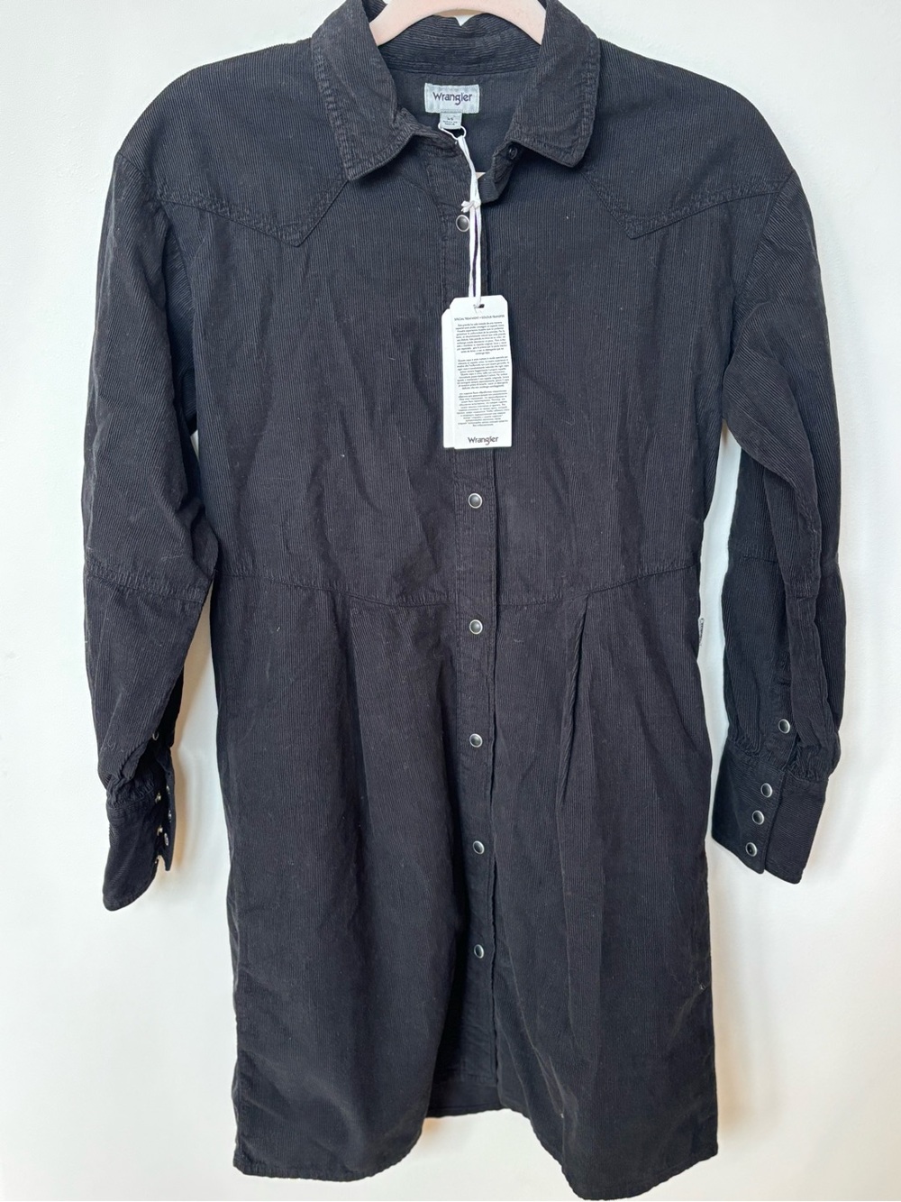 NWT Wrangler Black Corduroy Western Dress Sz XS cowgirl rodeo retro